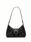 Vintage Buckle Shoulder Bag – Leather Baguette Purse for Women Y2K Everyday Handbag