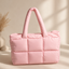 Puffy Quilted Tote Bag – Large Puffer Laptop Shoulder Bag
