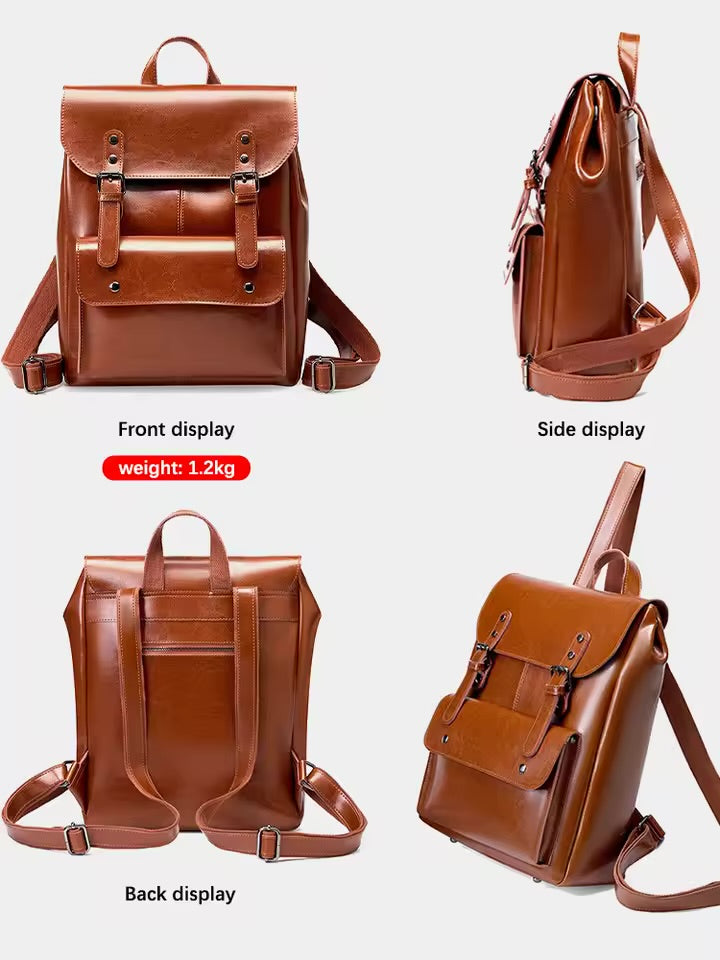 100% Genuine Leather Backpack – Vintage Laptop Backpack for Women Premium Work & Travel Bag