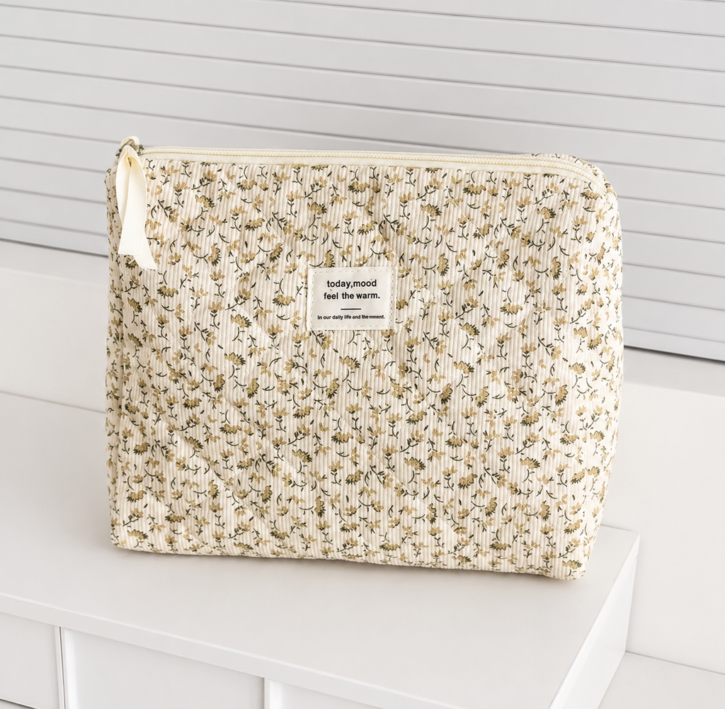 Floral Quilted Makeup Bag