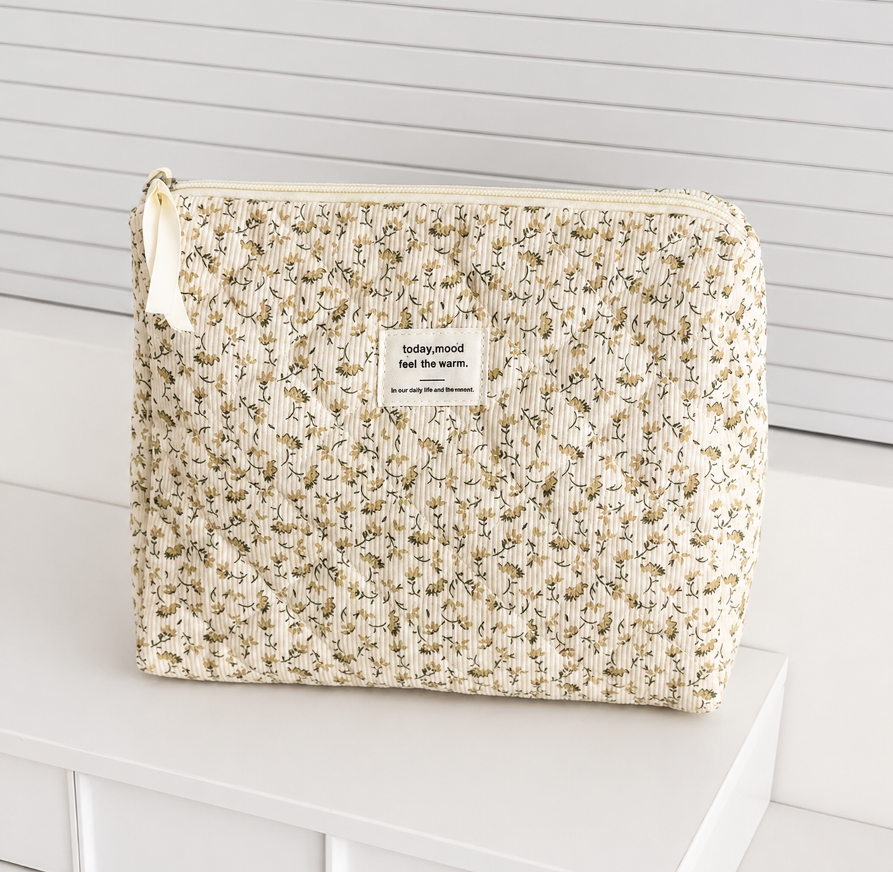 Floral Quilted Makeup Bag