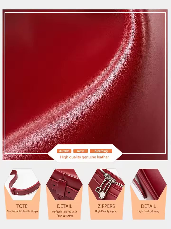 100% Genuine Leather Crescent Hobo Bag