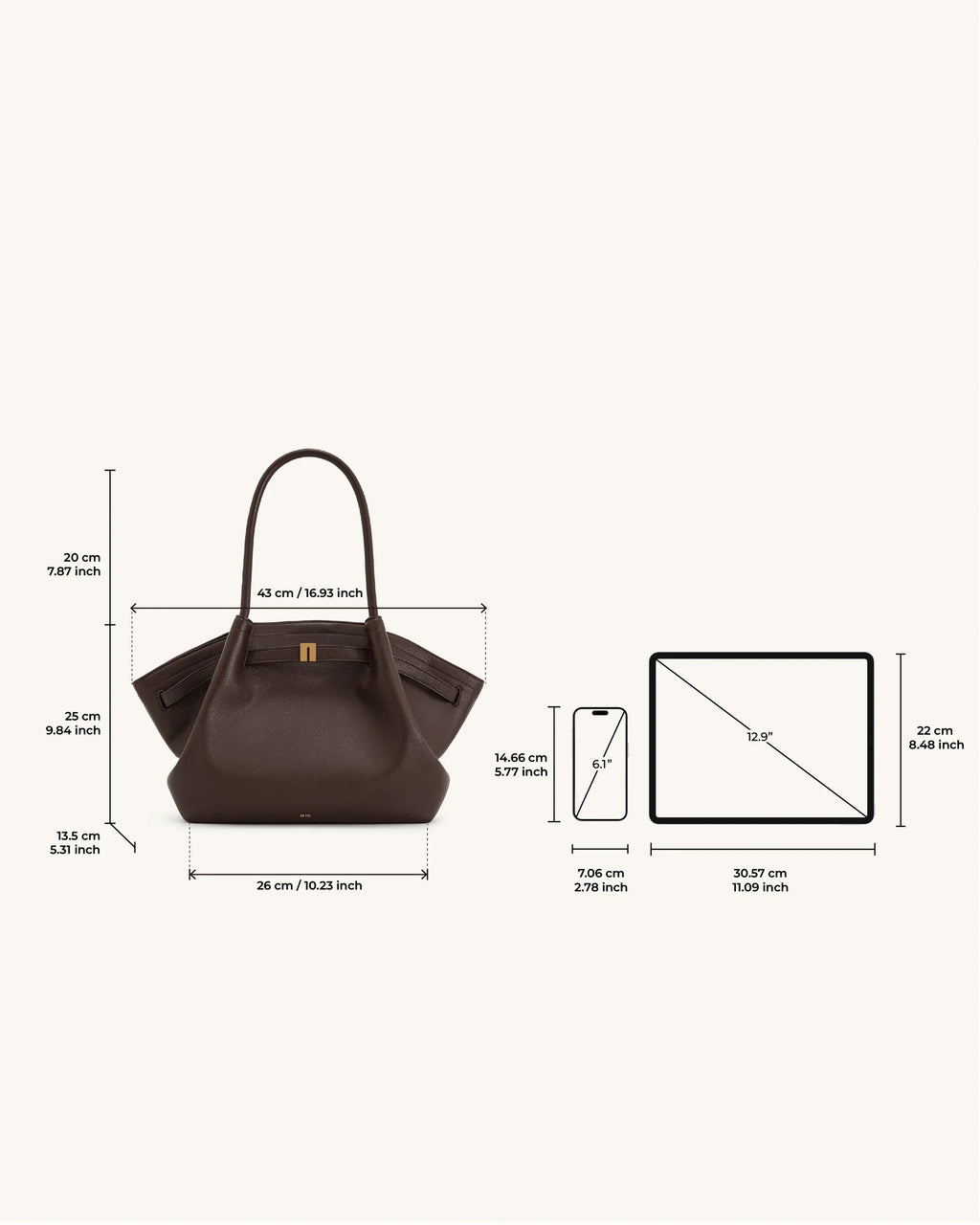 JW PEİ Hana Medium Tote Bag-Dark Brown