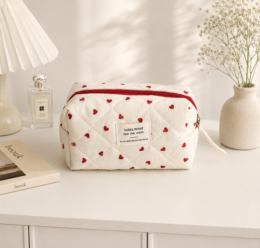 Quilted Heart Cosmetic Bag