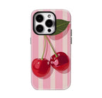 Cherries on Pink Stripes IPhone17 Must-Haves