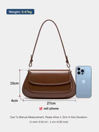 Premium Genuine Leather Baguette Bag Quiet Luxury Shoulder Purse