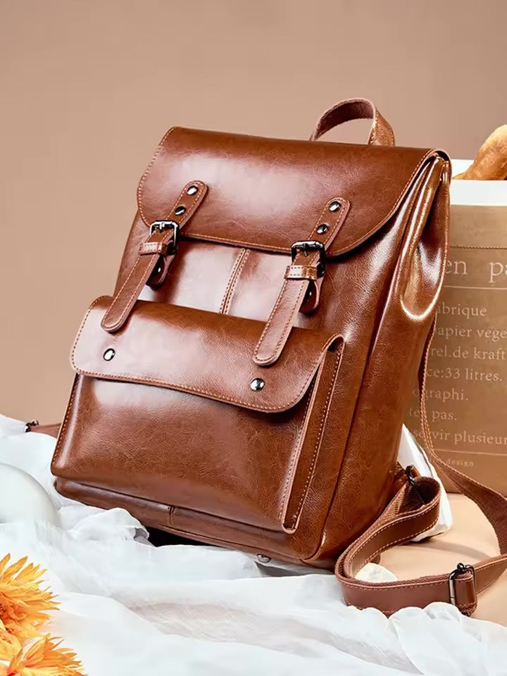 100% Genuine Leather Backpack – Vintage Laptop Backpack for Women Premium Work & Travel Bag