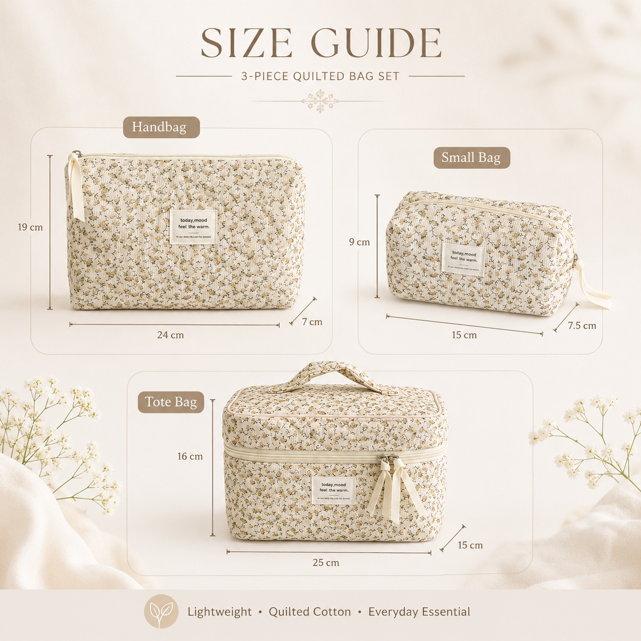Floral Quilted Makeup Bag