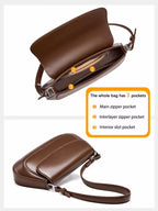 Premium Genuine Leather Baguette Bag Quiet Luxury Shoulder Purse