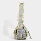 Vintage Wash Fringe Denim Shoulder Bag