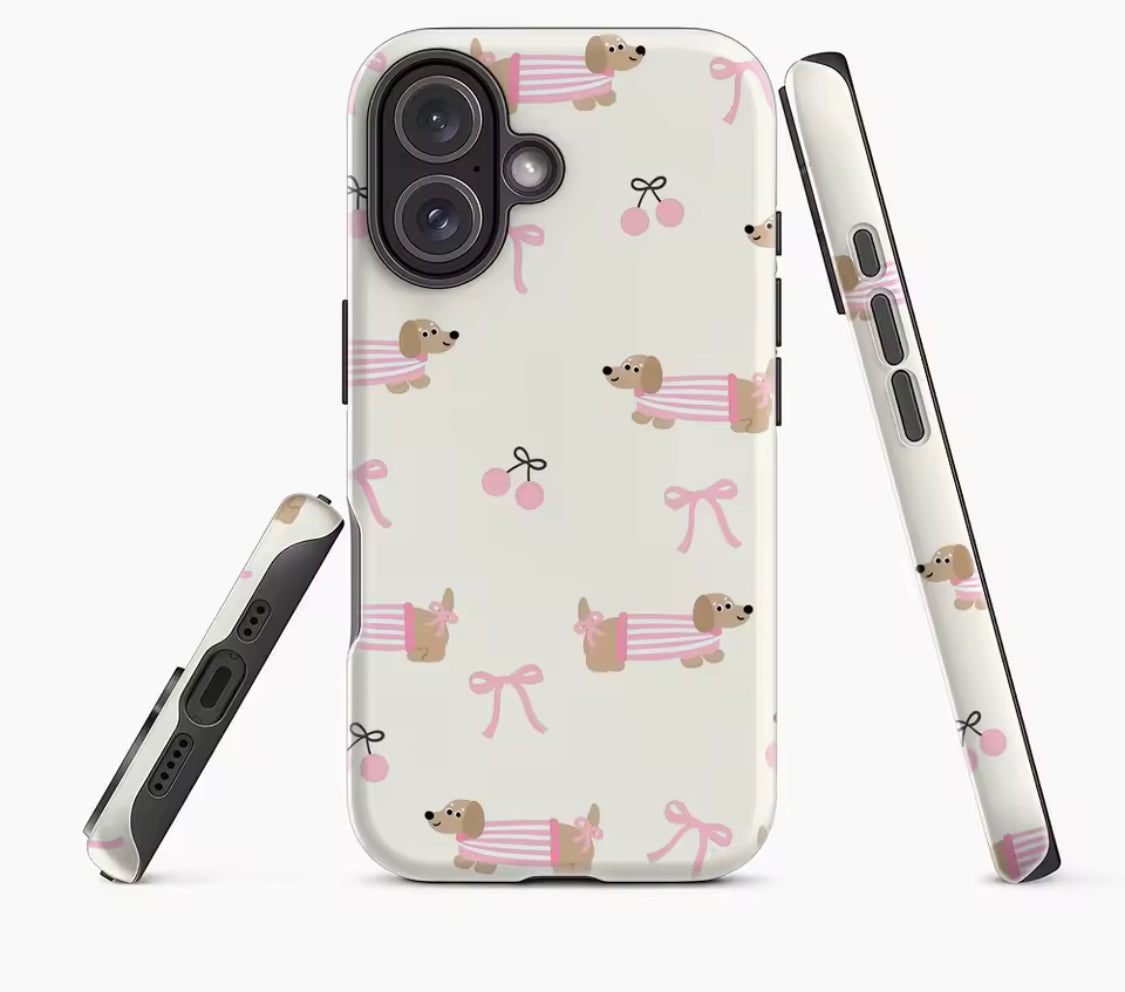 Dachshund Cherry Bow Print IPhone17 Main image