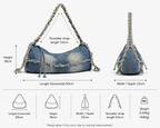 Vintage Wash Fringe Denim Shoulder Bag