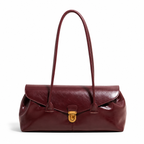 Burgundy East West Shoulder Bag Large Vintage Handbag