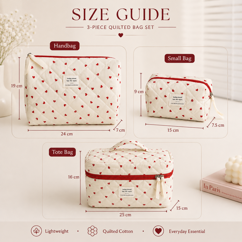 Quilted Heart Cosmetic Bag
