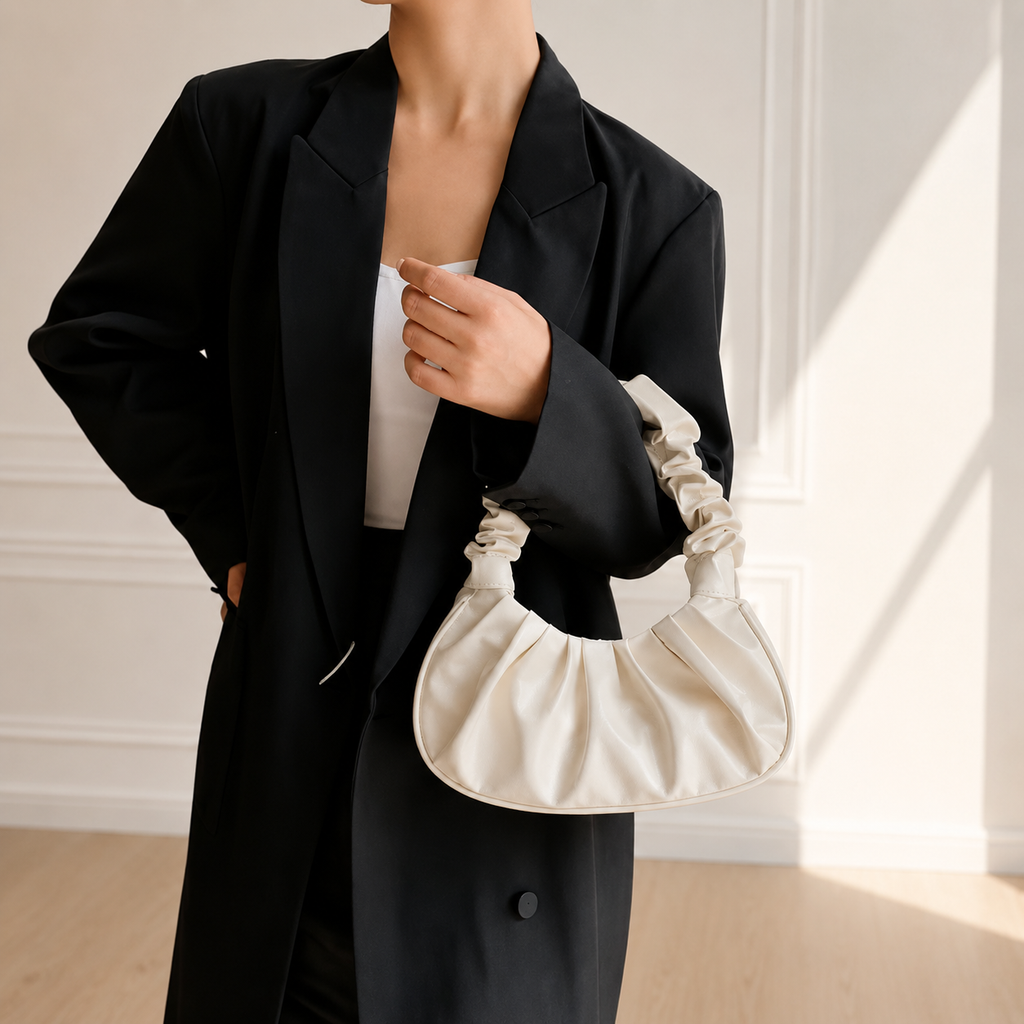 Ruched Slouchy Shoulder Bag