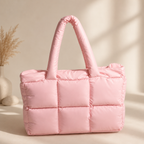 Puffy Quilted Tote Bag – Large Puffer Laptop Shoulder Bag