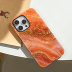 Orange Marble iPhone Case – Luxury Shockproof MagSafe Cover