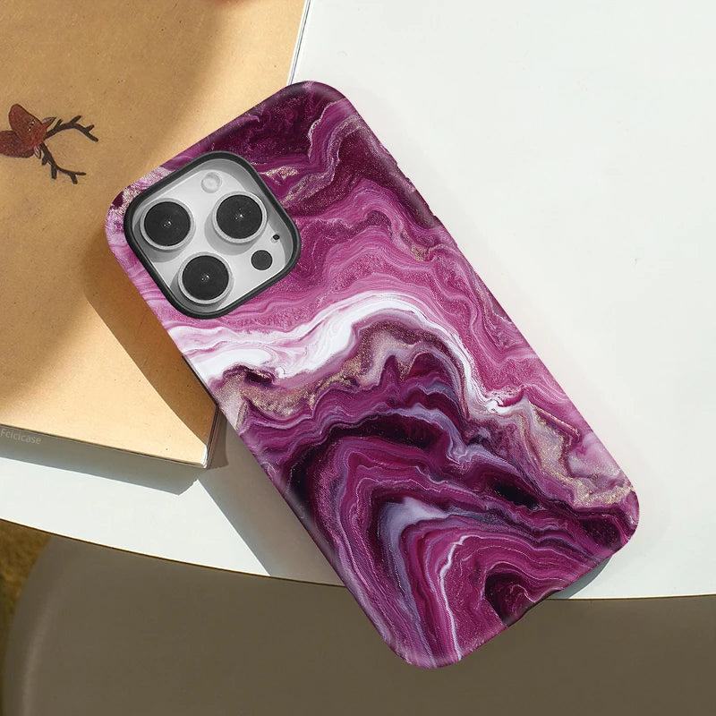 Pink Marble iPhone Case – Luxury Shockproof MagSafe Cover