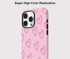 Pink Heart iPhone Case – Shockproof Dual Layer MagSafe Compatible Cover
