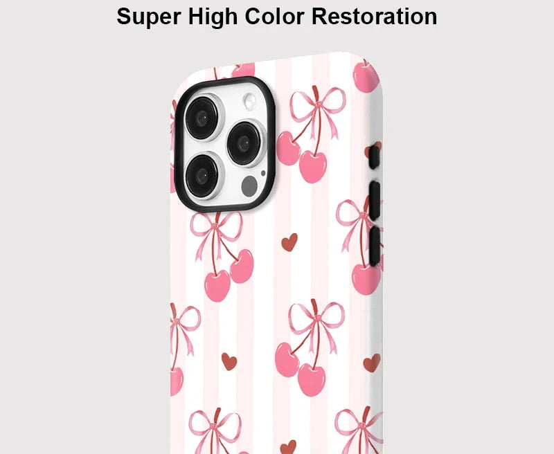 Cherry Bow iPhone Case – Coquette Shockproof MagSafe Cover