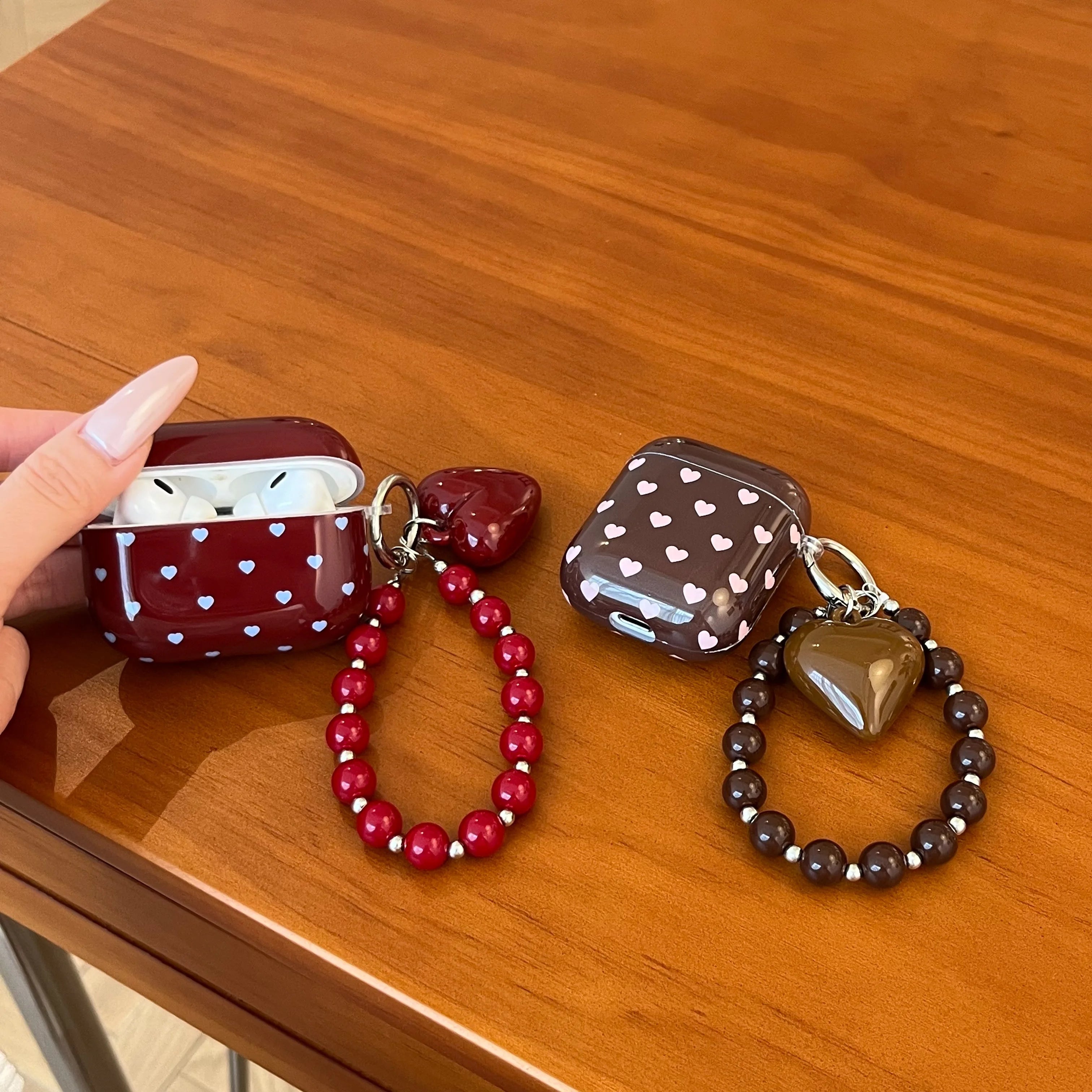 Heart Charm AirPods Case – Aesthetic Protective Cover with Beaded Strap Secondary image