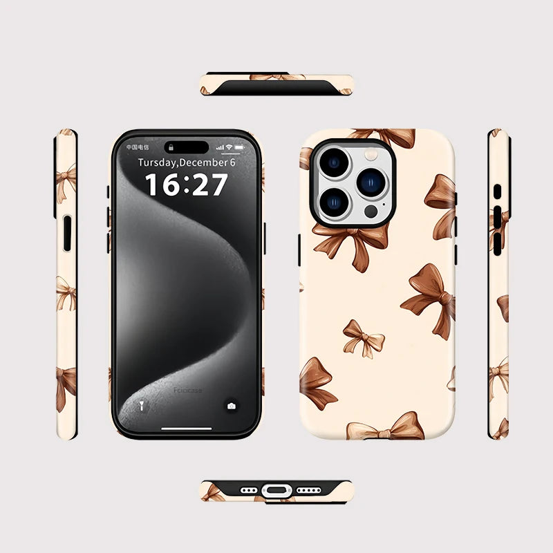 Beige Bow iPhone Case – Coquette Shockproof MagSafe Cover Secondary image