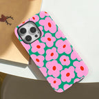 Pink Floral iPhone Case – Shockproof Dual Layer MagSafe Cover