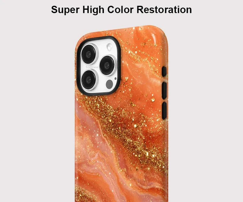 Orange Marble iPhone Case – Luxury Shockproof MagSafe Cover