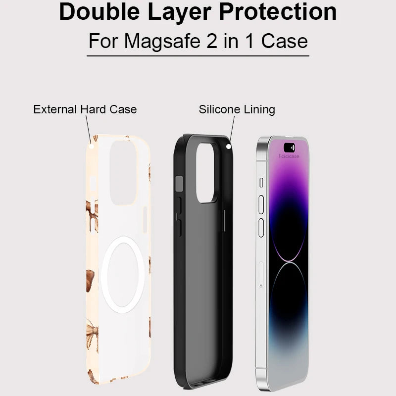Beige Bow iPhone Case – Coquette Shockproof MagSafe Cover