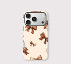 Beige Bow iPhone Case – Coquette Shockproof MagSafe Cover