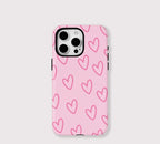 Pink Heart iPhone Case – Shockproof Dual Layer MagSafe Compatible Cover