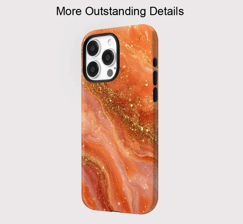Orange Marble iPhone Case – Luxury Shockproof MagSafe Cover