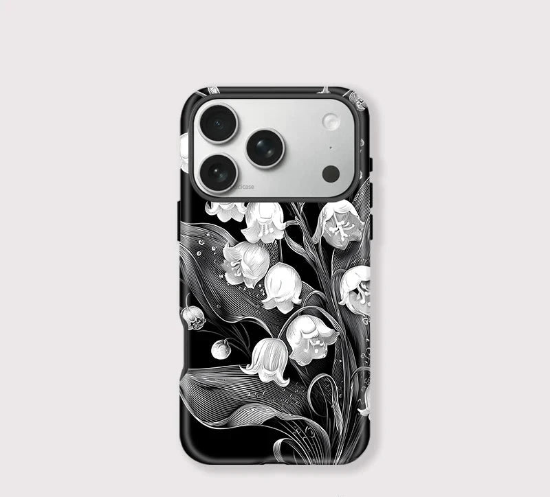 Black Floral iPhone Case – Elegant Shockproof Cover