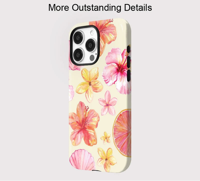 Tropical Flower iPhone Case – Dual Layer Shockproof Protective Cover