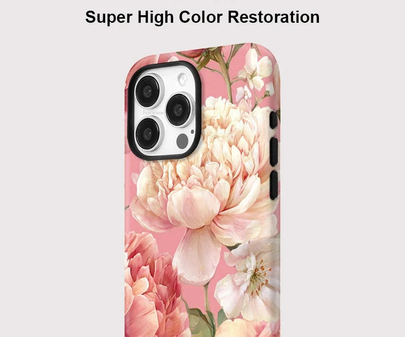 Pink Peony Floral iPhone Case – Shockproof Aesthetic Cover