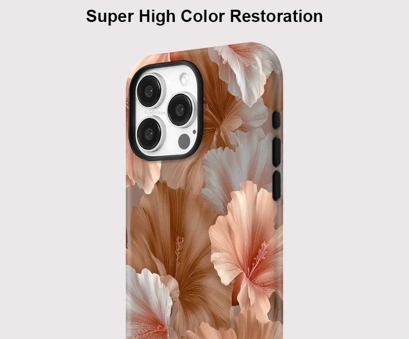 Neutral Hibiscus Floral iPhone Case – Shockproof Cover