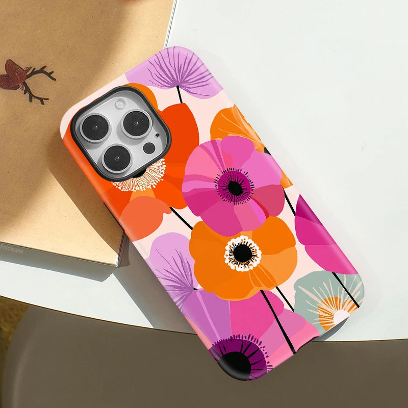 Colorful Floral iPhone Case – Shockproof Aesthetic Flower Cover
