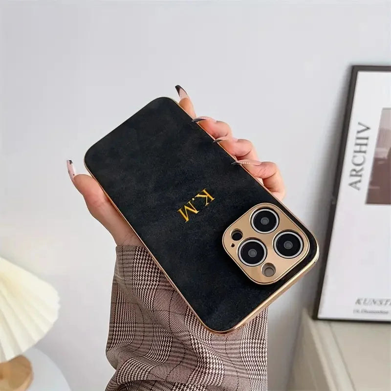 Custom Initials Leather Phone Case – Personalized Name Case