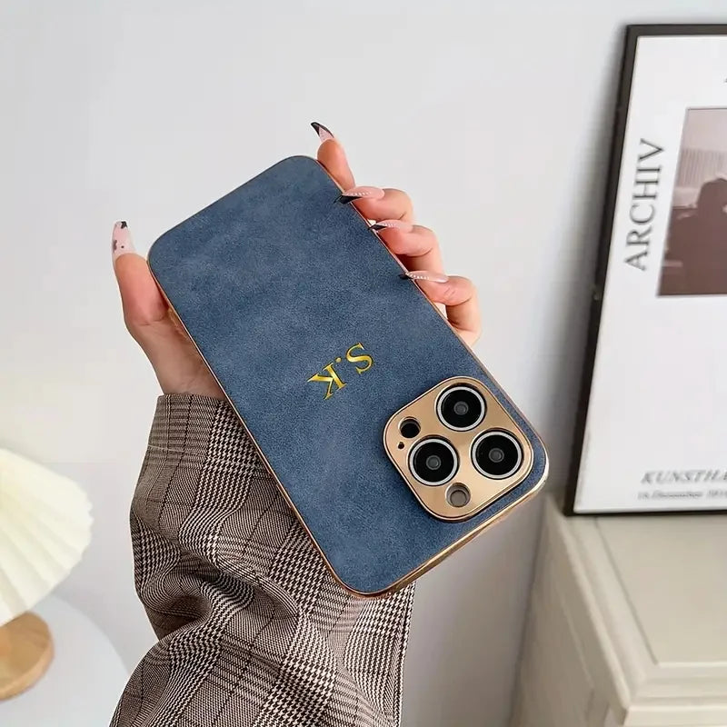 Custom Initials Leather Phone Case – Personalized Name Case