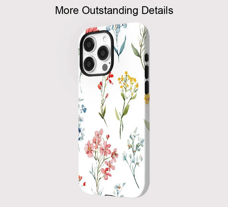 Minimal Floral iPhone Case – White Aesthetic Shockproof Cover