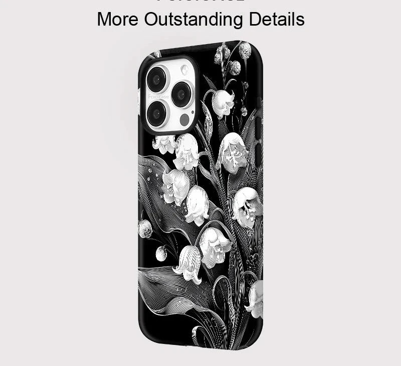 Black Floral iPhone Case – Elegant Shockproof Cover