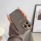 Custom Initials Leather Phone Case – Personalized Name Case