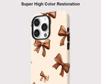 Beige Bow iPhone Case – Coquette Shockproof MagSafe Cover
