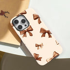 Beige Bow iPhone Case – Coquette Shockproof MagSafe Cover