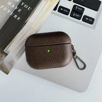 Custom Initial Leather AirPods Case Personalized Name Engraved Cover with Keychain