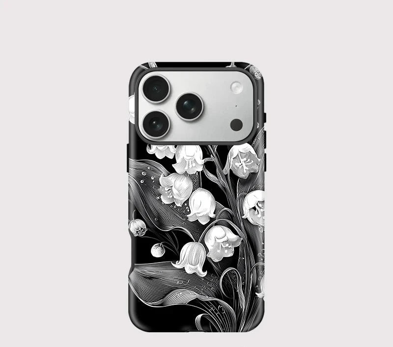 Black Floral iPhone Case – Elegant Shockproof Cover