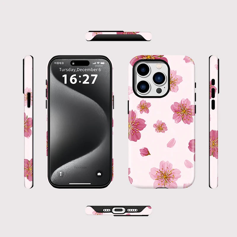 Cherry Blossom iPhone Case  Pink Floral Shockproof Cover