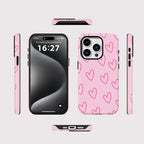 Pink Heart iPhone Case – Shockproof Dual Layer MagSafe Compatible Cover