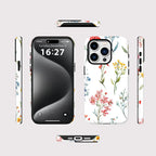 Minimal Floral iPhone Case – White Aesthetic Shockproof Cover