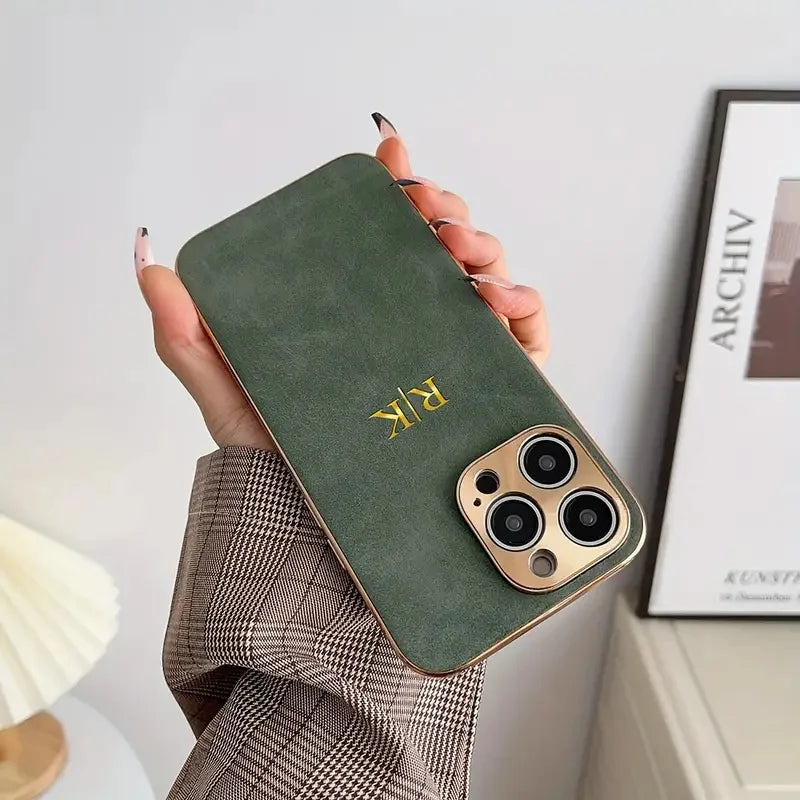 Custom Initials Leather Phone Case – Personalized Name Case